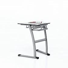 RFG school desk Fila single trapezoid 700 x 500 x 750 mm white top grey metal