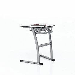RFG school desk Fila single trapezoid 700 x 500 x 750 mm white top grey metal