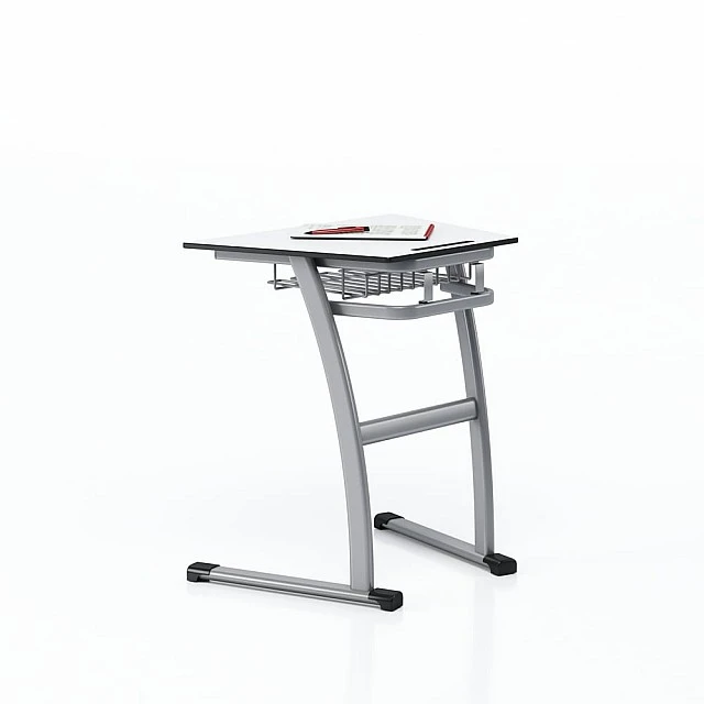 RFG school desk Fila single trapezoid 700 x 500 x 750 mm white top grey metal