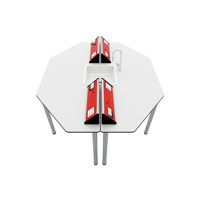 RFG physics lab table Hexa above 7th grade 1700 x 1400 x 750 mm red/white