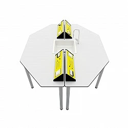 RFG school table Hexa laboratory above 7th grade 170 x 140 x 75 cm yellow/white