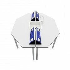 RFG Ученическа маса Hexa, лабораторна, над VII клас, 170 х 140 х 75 cm, синьо-бяла