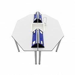 RFG school table Hexa laboratory above 7th grade 170 x 140 x 75 cm blue/white