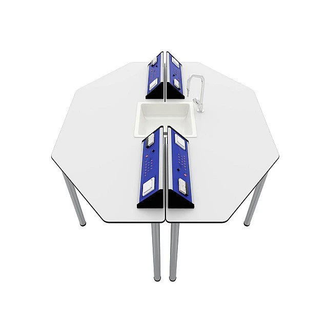 RFG school table Hexa laboratory above 7th grade 170 x 140 x 75 cm blue/white