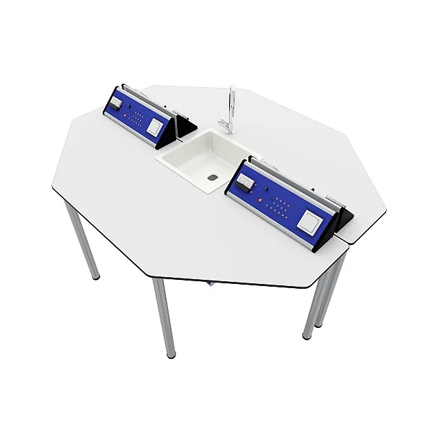 RFG school table Hexa laboratory above 7th grade 170 x 140 x 75 cm blue/white