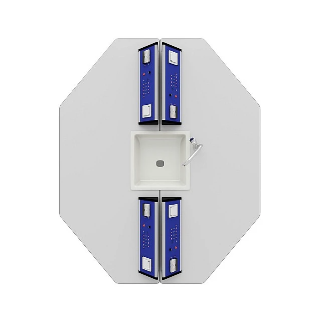 RFG school table Hexa laboratory above 7th grade 170 x 140 x 75 cm blue/white