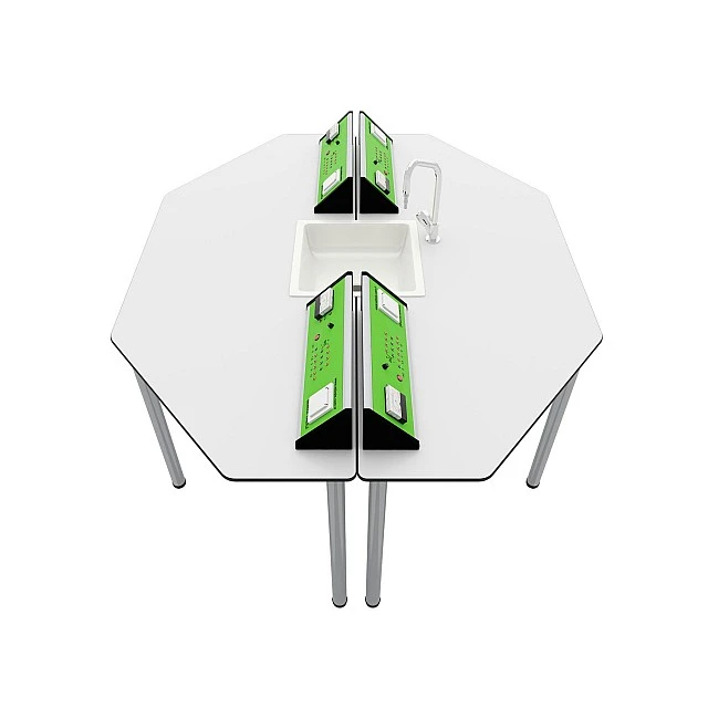 RFG school table Hexa laboratory above 7th grade 170 x 140 x 75 cm green/white