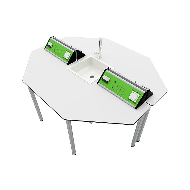 RFG school table Hexa laboratory above 7th grade 170 x 140 x 75 cm green/white