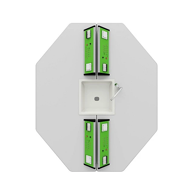 RFG school table Hexa laboratory above 7th grade 170 x 140 x 75 cm green/white