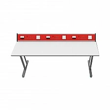 RFG Ученическа маса Flat, лабораторна, над VII клас, 180 х 60 х 75 cm, червено-бяла