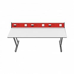 RFG Ученическа маса Flat, лабораторна, над VII клас, 180 х 60 х 75 cm, червено-бяла