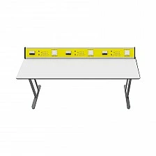 RFG Ученическа маса Flat, лабораторна, над VII клас, 180 х 60 х 75 cm, жълто-бяла