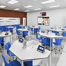 RFG chemistry and biology classroom Quin above 7th grade for 24 students white/blue