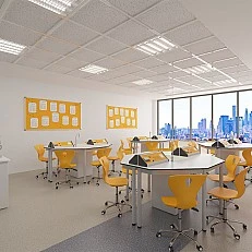 RFG chemistry and biology classroom Hexa for 24 students white/yellow