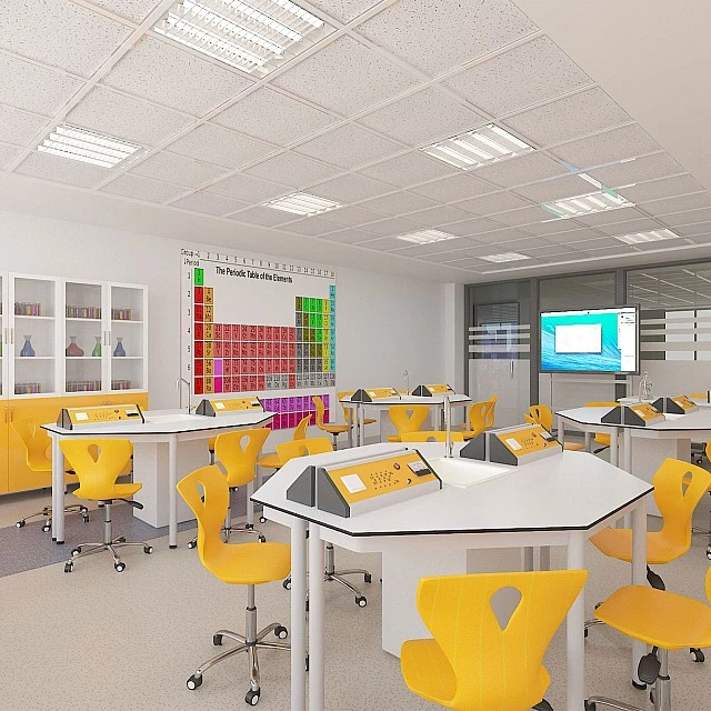 RFG chemistry and biology classroom Hexa for 24 students white/yellow