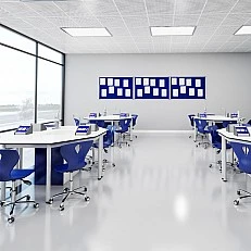 RFG chemistry and biology classroom Hexa above 7th grade for 24 students white/blue