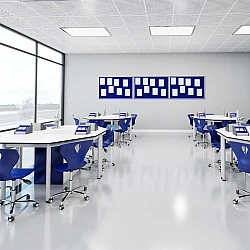RFG chemistry and biology classroom Hexa above 7th grade for 24 students white/blue