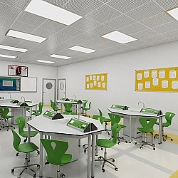 RFG chemistry and biology classroom Hexa above 7th grade for 24 students white/green