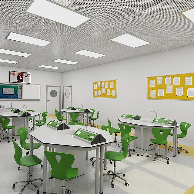 RFG chemistry and biology classroom Hexa above 7th grade for 24 students white/green
