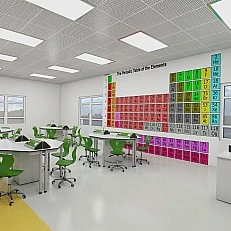 RFG chemistry and biology classroom Hexa above 7th grade for 24 students white/green