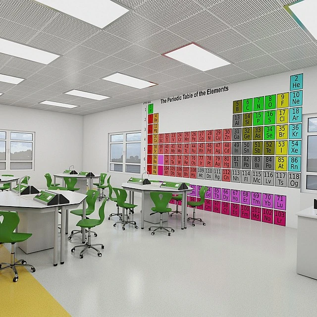 RFG chemistry and biology classroom Hexa above 7th grade for 24 students white/green