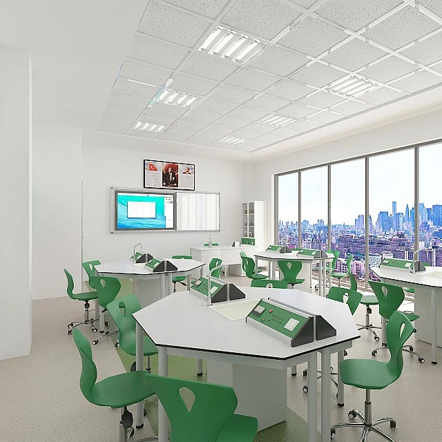 RFG chemistry and biology classroom Hexa above 7th grade for 24 students white/green