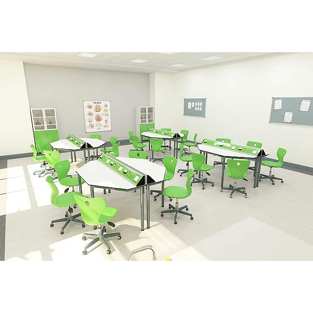 RFG physics classroom Hexa above 7th grade for 24 students white/green