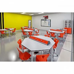 RFG physics classroom Hexa above 7th grade for 24 students white/red