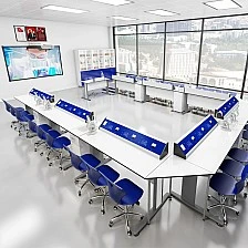 RFG Кабинет по химия и биология Flat, над VII клас, за 24 ученика, бяло-син