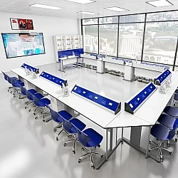 RFG chemistry and biology classroom Flat above 7th grade for 24 students white/blue