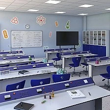 RFG physics classroom Flat above 7th grade for 24 students white/blue