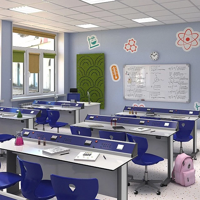 RFG physics classroom Flat above 7th grade for 24 students white/blue