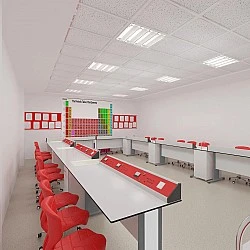 RFG Кабинет по физика Flat, над VII клас, за 24 ученика, бяло-червен