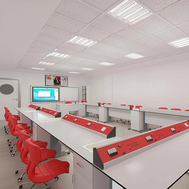 RFG physics classroom Flat above 7th grade for 24 students white/red