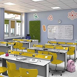 RFG physics classroom Flat above 7th grade for 24 students white/yellow