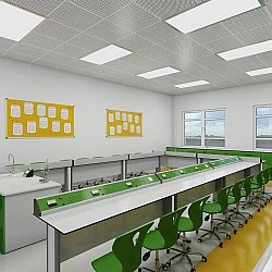 RFG Кабинет по физика Flat, над VII клас, за 24 ученика, бяло-зелен