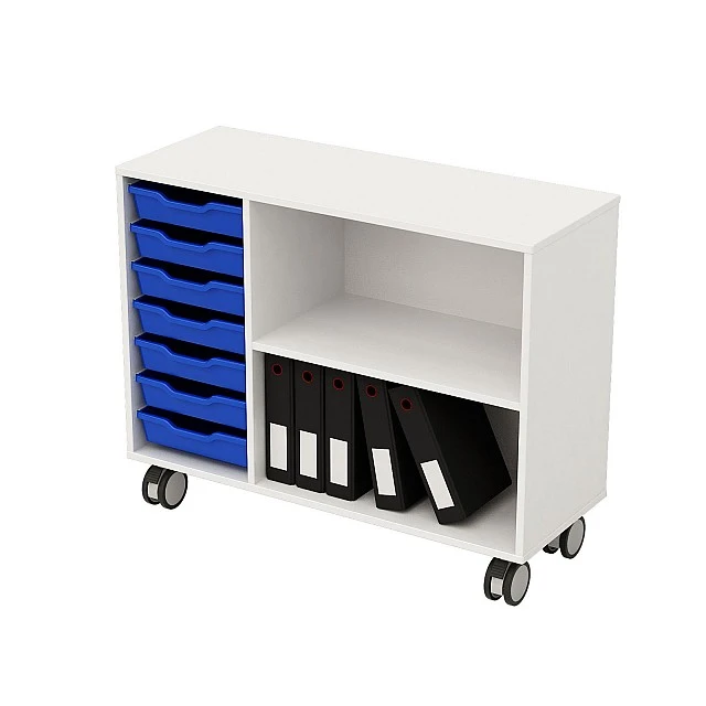 RFG Cabinet, with two shelves and 7 plastic trays, 104 x 40 x 90 cm, light gray