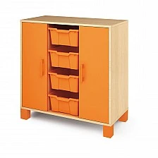 Nowa Szkola Fresh cabinet, with doors and 4 trays, orange