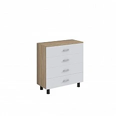 RFG Chest of drawers, 800 x 400 x 850 mm, sonoma oak and white