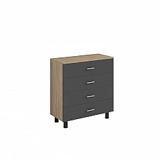 RFG chest of drawers 800 x 400 x 850 mm sonoma oak and graphite