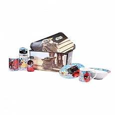 Disney The Mandalorian set storage box 10 L, cup, plate and breakfast bowl, Mickey bottle 500 ml, glass and porcelain mug