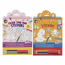 Grafix Sticker colouring book with 3 double-ended pencils, assorted, 48 pieces
