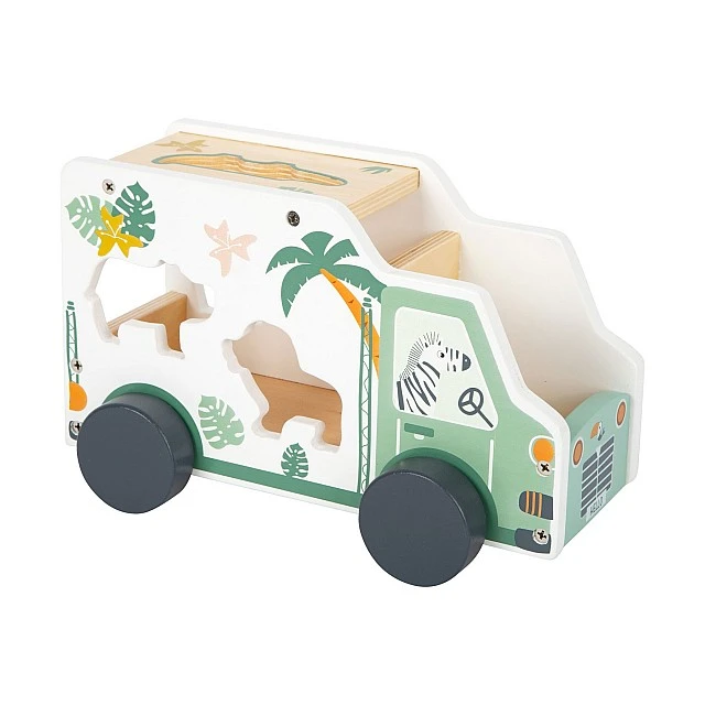 Small Foot Кола Сафари, за вграждане на животни, дървена, 23 х 13 х 14 cm