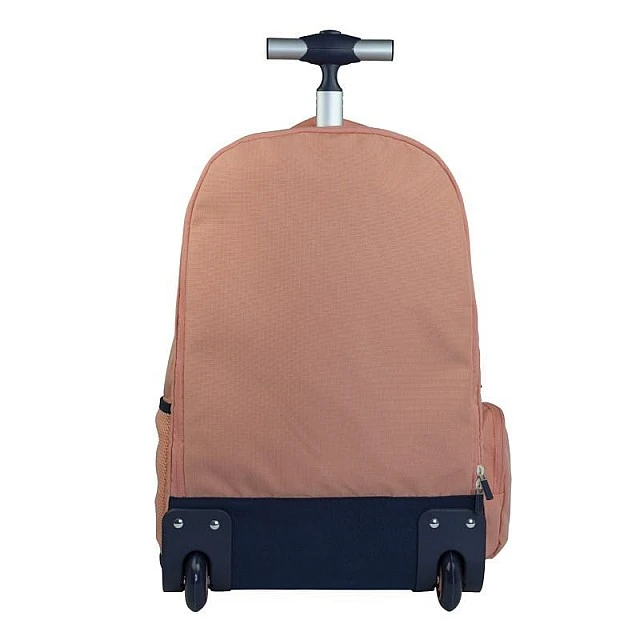 Milan Backpack 1918, with wheels, with 6 zips, 25 L, pink