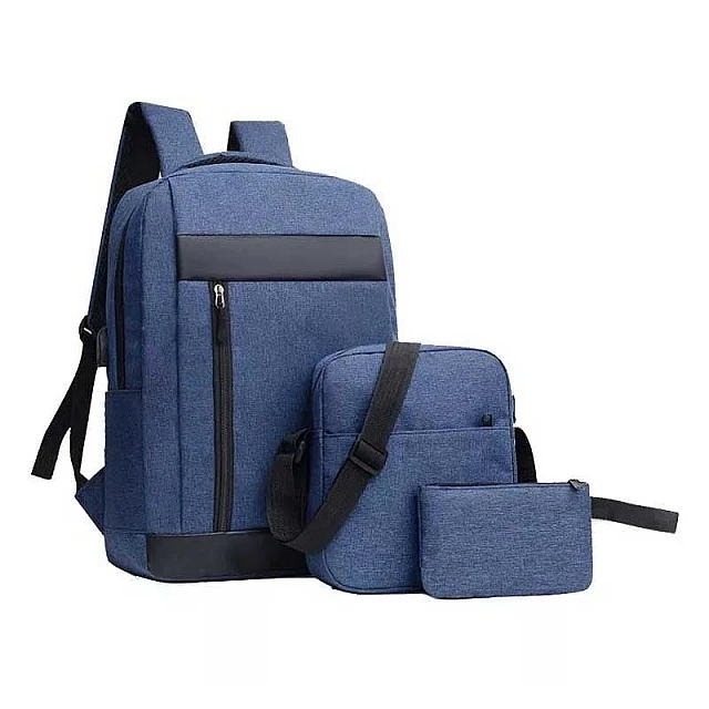 Casablanca Laptop backpack, bag and pencil case set, 3-in-1, polyester, blue