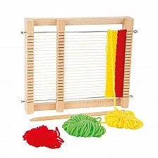 Small Foot Loom, wooden, thread included, 19 x 3 x 22 cm