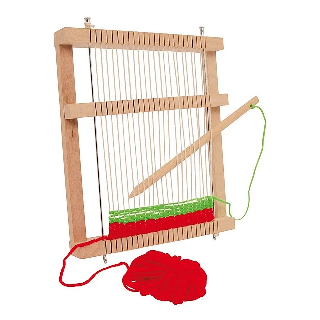 Small Foot Loom, wooden, thread included, 19 x 3 x 22 cm