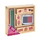 Grafix Wooden stamps and coloured pencils set in box, assorted