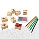 Grafix Wooden stamps and coloured pencils set in box, blue