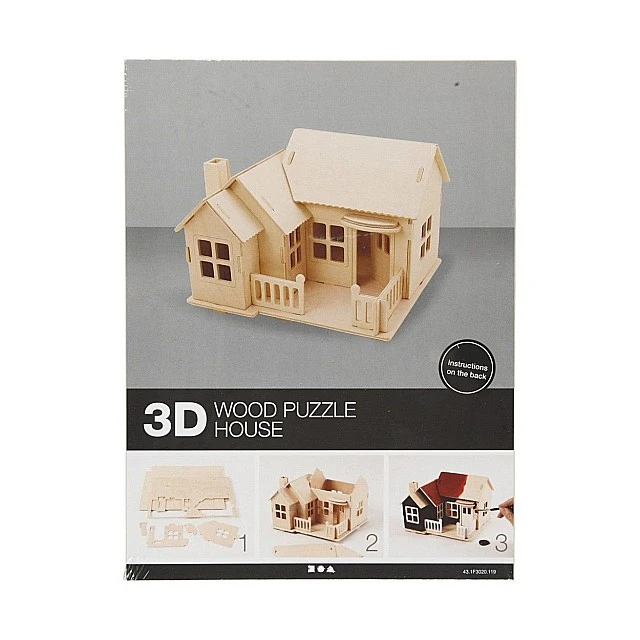 Creativ Company 3D House to assemble and decorate with terrace, 19 x 17.5 x 15 cm